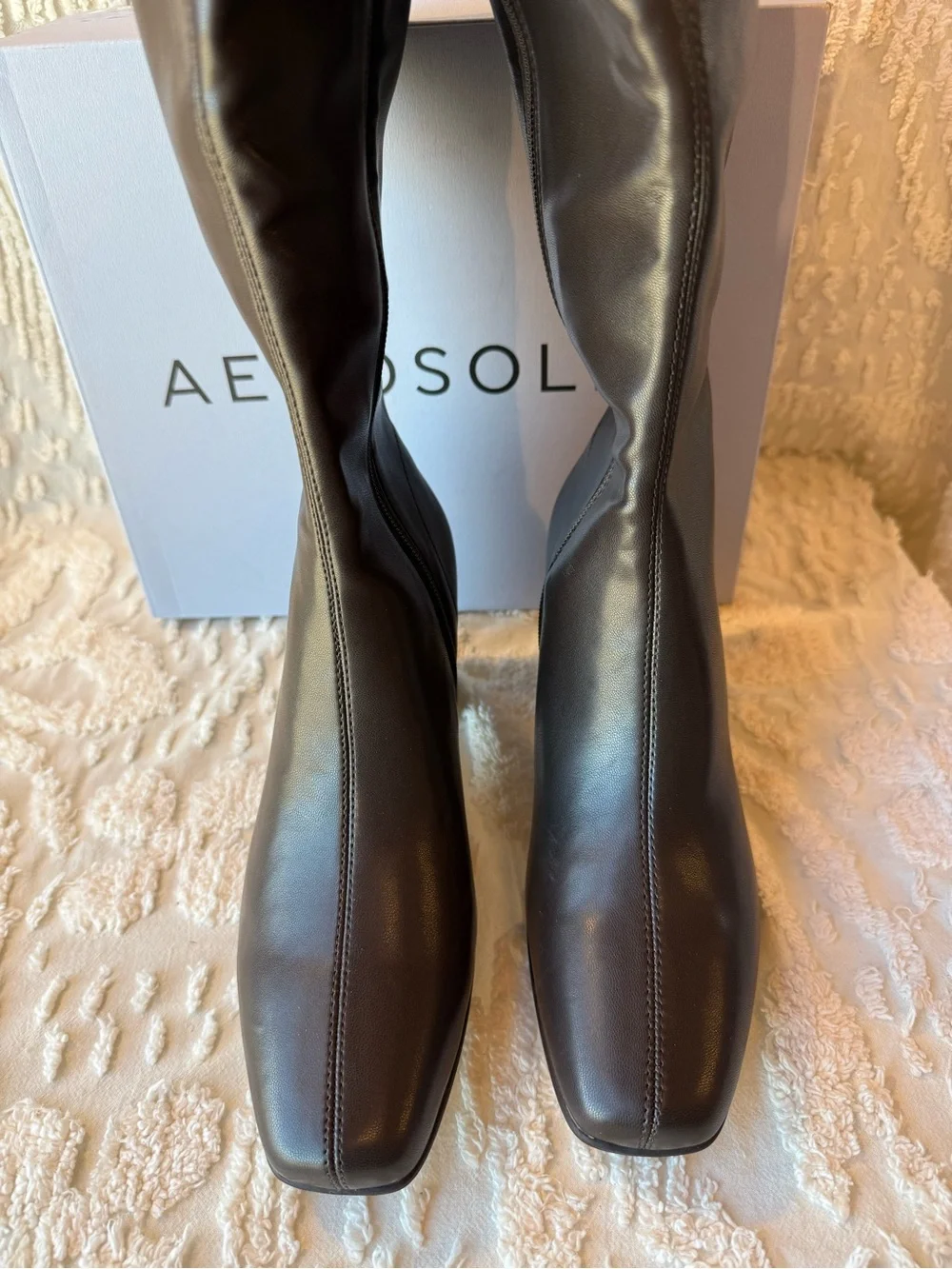 AEROSOLES Dark Brown Over-the-Knee Block Heel Boots #724
